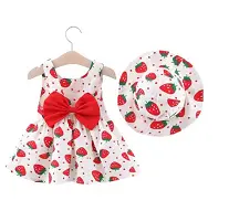 Summer Toddler Dresses Fashion Little Girls Clothing Flowers Big Bow Cute Newborn Baby Dress+Sunhat Kids Clothes 008