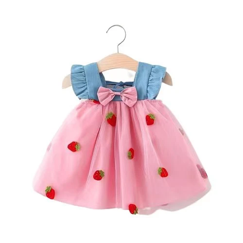 2022 Summer Outfits Baby Girl Clothes Fashion Flowers Cute Bow Sleeveless Cotton Beach Dress+Hat Toddler Dresses BC178