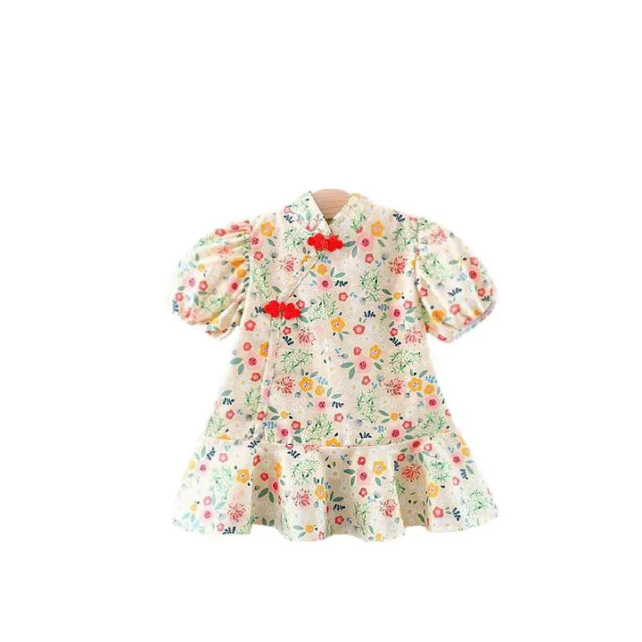 Baby Girl Party Evening Dress Princess Gauze Dress small floral puff sleeves Dress Kids Clothing Princess Dress For Girls