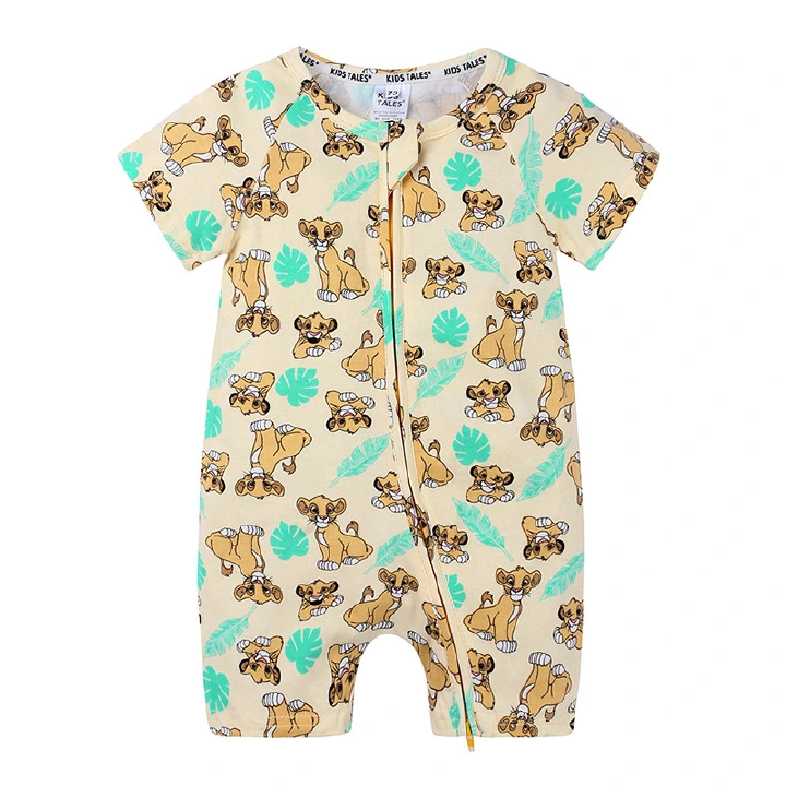 Zipper Short Seelve Baby Girls Rompers Unisex Cotton Cartoon Baby Clothes Summer Newborn Romper Toddler Costume 3-24 Months