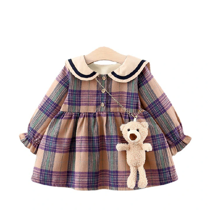 2022 Fall Newborn Baby Girl Dress Clothes Toddler Girls Princess Plaid Birthday Dresses For Infant Baby Clothing 0-2y Vestidos