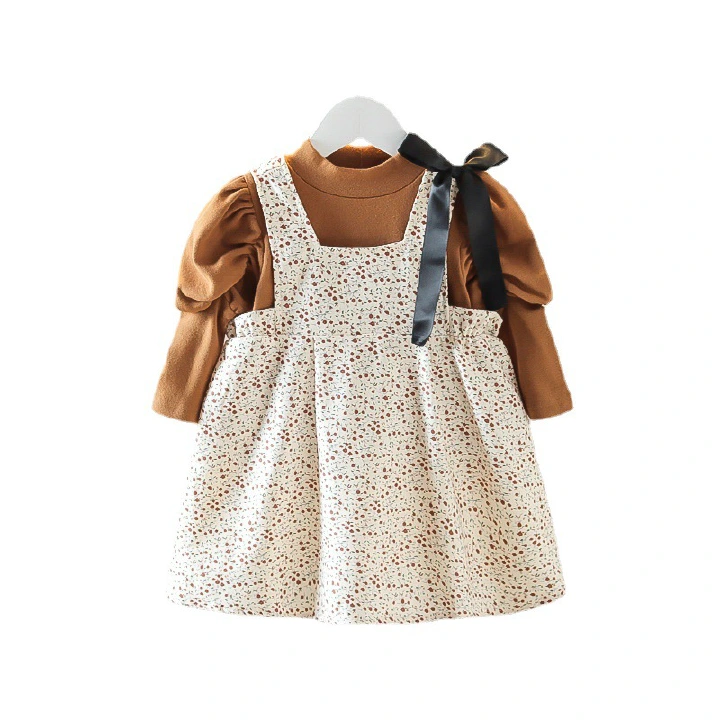 Newborns Baby Girls Clothing Outfits Infant T-Shirt+ Print Strap Dress 2Pcs Suits for Girls 1st Birthday Sets Toddler Dresses