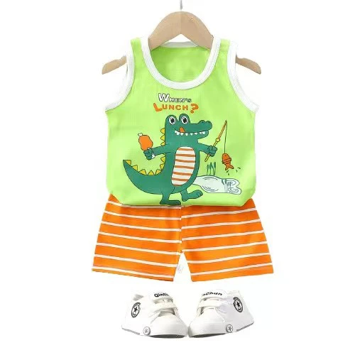 Summer Children's Vest Set Pure Cotton Baby Sleeveless Vest 2-piece Clothes Boy's Clothing Set Baby Toddler Clothing For Boy