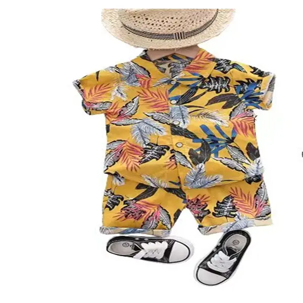 Kids Clothes Sets Baby Boys Summer 1 2 3 4 Years Children Geometry Print Outfit Fashion Thin Shirt + Shorts 2 PCS Costume Baby Boys  Girl Clothes Sets , Boy Girl Pajamas Clothes Sets