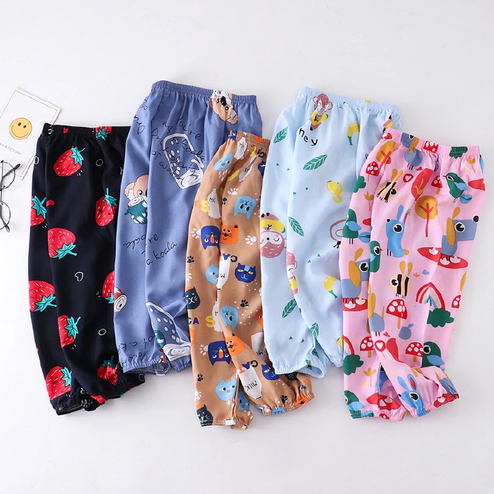 Baby Pants Children Trousers For Boys Girls Little Toddlers Kids Summer Linen Cotton Pants Long Full Trousers Anti-mosquito Soft