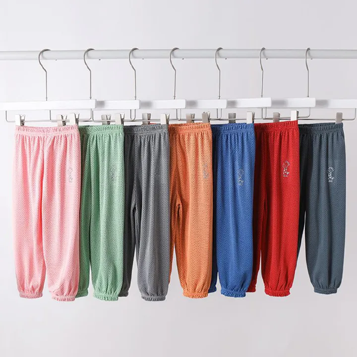 2-12Yrs Baby Boys Girls Pants Summer Solid Mesh Breathable Sports Harem Pants Kids Clothes Children Candy Sweatpants Trousers