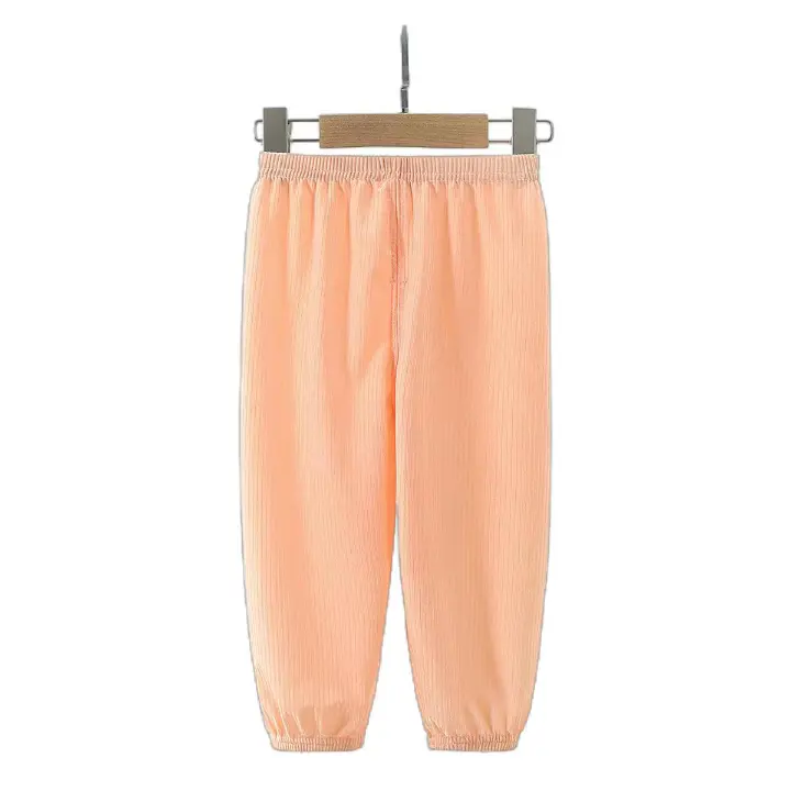 Children Summer Pants Solid Color Breathable Trousers anti Mosquito Pants for Boys and Girls Simple Kids Elastic Waist Pants