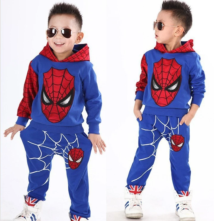 Spring Autumn Spiderman Kids Sets Sweatshirt+Pants 2Pcs Sports Suit 2022 Baby Boys Cosplay Costume Cartoon Long Sleeve Clothing