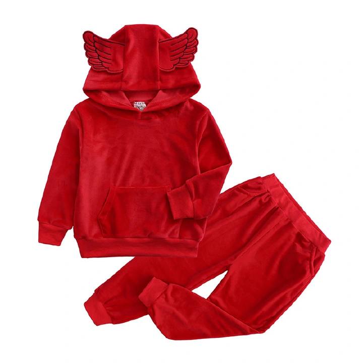 Boys clothing sets spring autumn kids boys warm velvet clothes sets wing hooded sport suit for children boys tracksuit Overalls