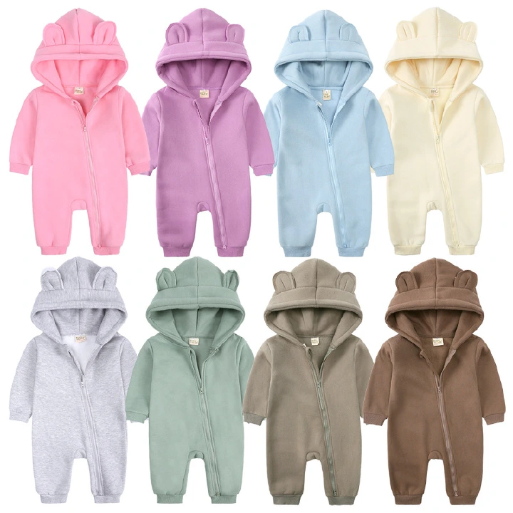 New Bodysuit For Newborn Rompers Baby Boys Girls Clothes Long Sleeve Solid Hoodies Bear Jumpsuit Costume Infant Onesies 3M-24M