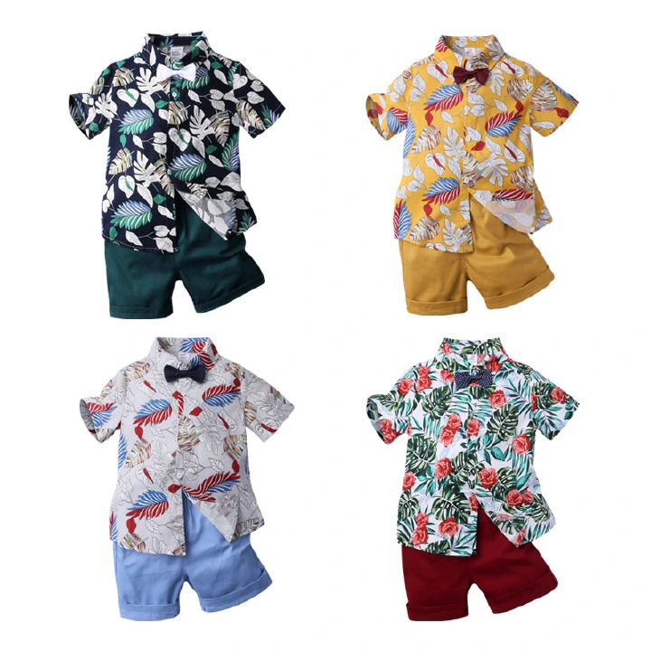 Boy Clothing Set fashion Summer T-Shirt Floral Children Boys Clothes Shorts Suit for Kids Outfit 1-6T Boys Outfit