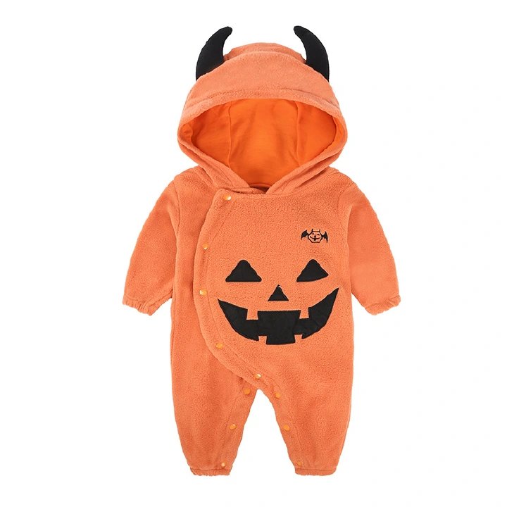 2022 Halloween Costumes Newborn Baby Boys Girls Romper Long Sleeve Hoodies Infant Funny Pumpkin Fleece Jumpsuit Toddler Outfits