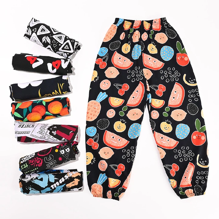 Polyester Children's Anti-mosquito Pants Bloomers Thin Fruit Watermelon Pattern Baby Soft Pants Boys Kids Girls Summer 2-10Years