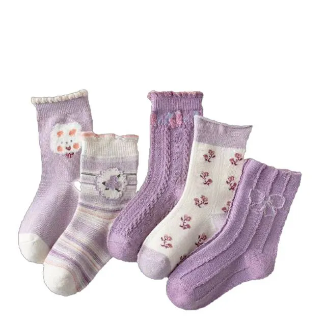 5Pairs/lot Baby Socks Newborn Boys Grils Autumn Winter Socks Kids Cotton Thick Terry Socks Children Plaid Warm Socks