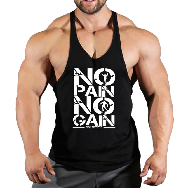 NO PAIN NO GAIN Fitness Clothing Bodybuilding Tank Top Men Gyms Stringer Singlet Cotton Sleeveless shirt Workout Man Undershirt