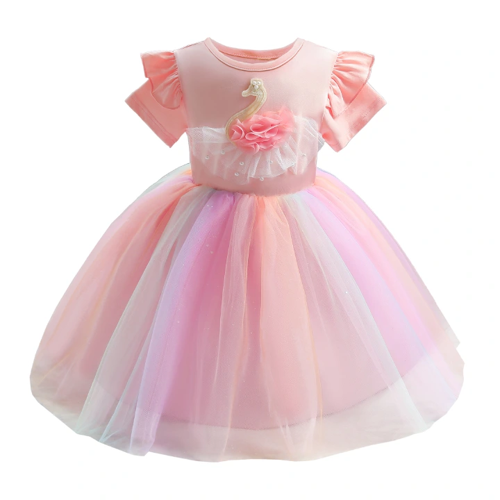 3-10Y Children's Party Tutu Dresses Applique Baby Princess Wedding Toddler Costume Holiday Costume