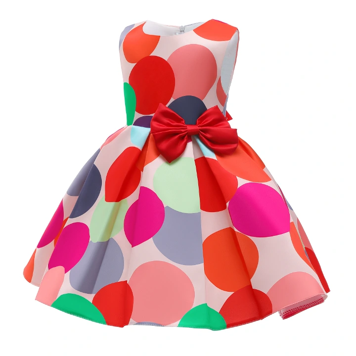 Children's dress 2022 satin children's new girls' vest dress polka dot print princess dress dress dress