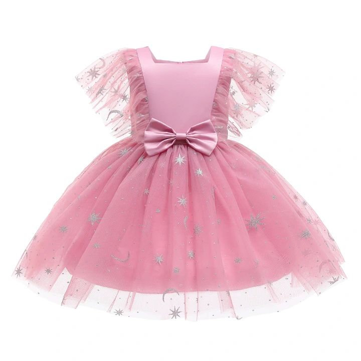 Girls' dresses 2022 summer children's pink child's skirt glitter princess dress mesh puffy dress children's clothing