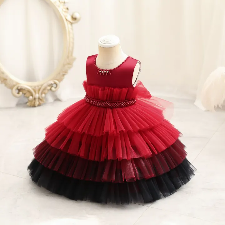 Children's dress colour blocking princess dress female baby baby birthday party dress baby dress