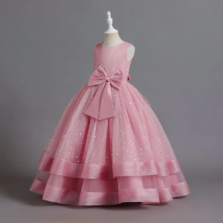 Children's polka dot children's dress big bow princess dress female flower girl high-endkids dress