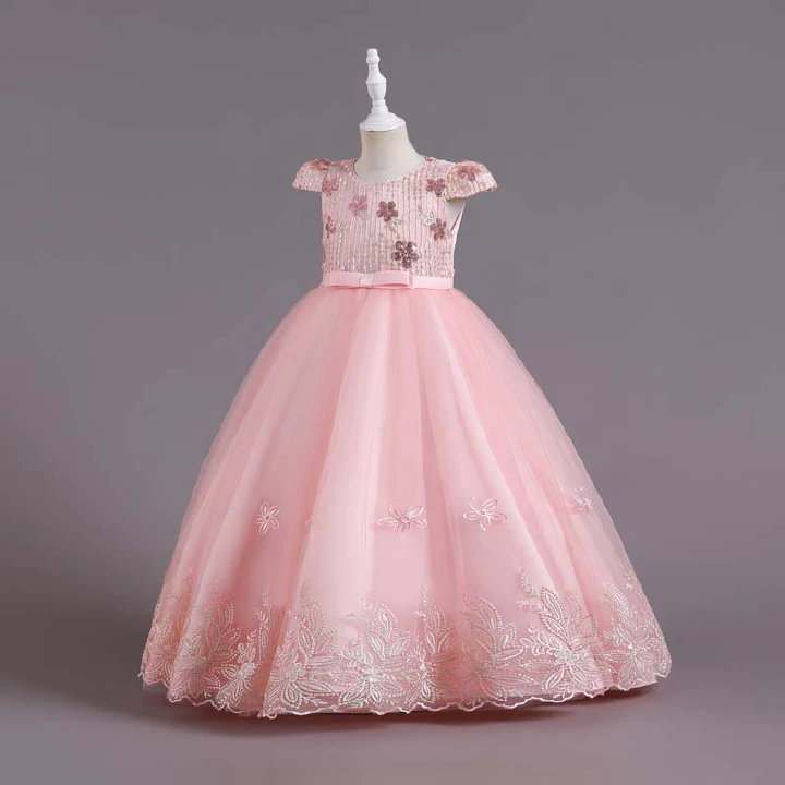 Children's dresses small fly sleeve princess dress girls' dress piano performance clothes children dress 4-13 years old