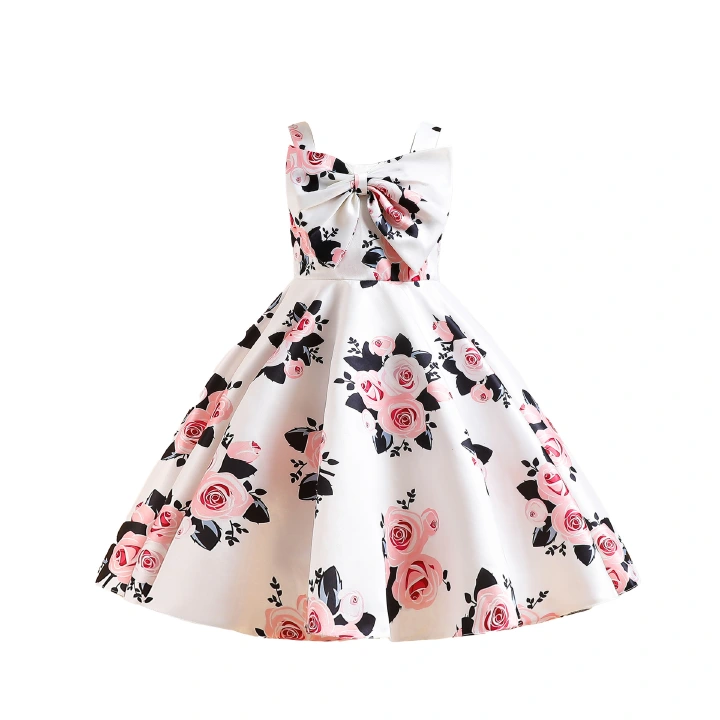 Children's dresses new big butterfly print puffy princess dress little flower girl host piano playing performance dress