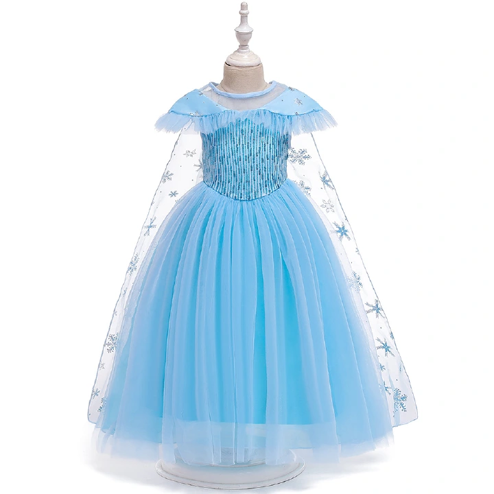 Elsa Princess Dress New Sequins cape mesh tails puffy flower girl dress dress
