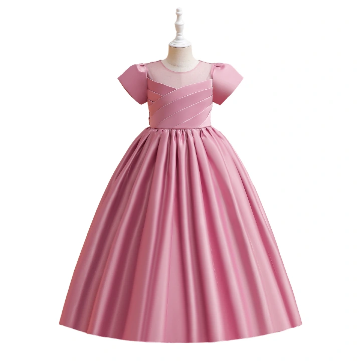 New kids dress Satin Children's Dresses Princess Dresses Medium and Large Girls Party Piano Performance Dresses