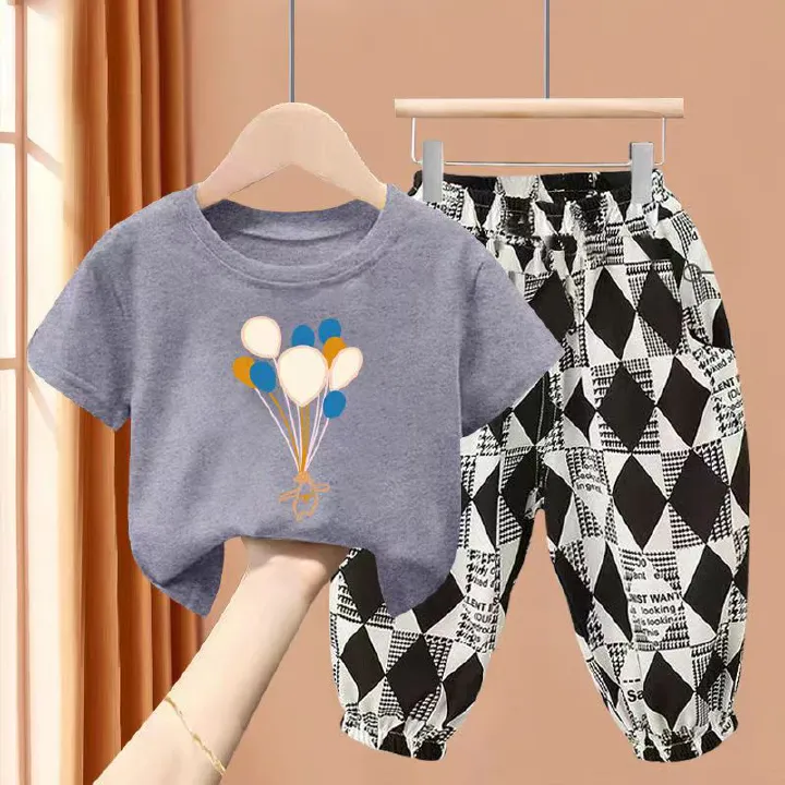 Boys' short-sleeved trousers suit summer thin section children's quick-drying sports two-piece suit middle and older children summer clothing