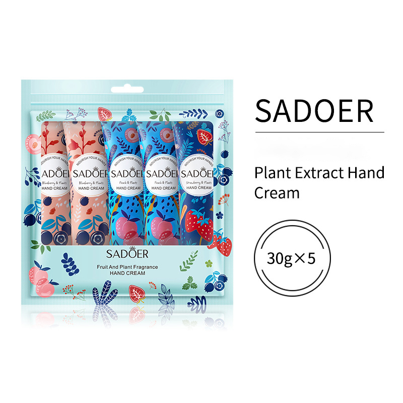 SADOER 5 PCS/Set Fruit Moisturizing Hand Cream Nourish Hand Care Hand Lotion Moisturize Stratum Corneum Hands Hydration Moisturizing Skin Care Creams for Dry Cracked Hands