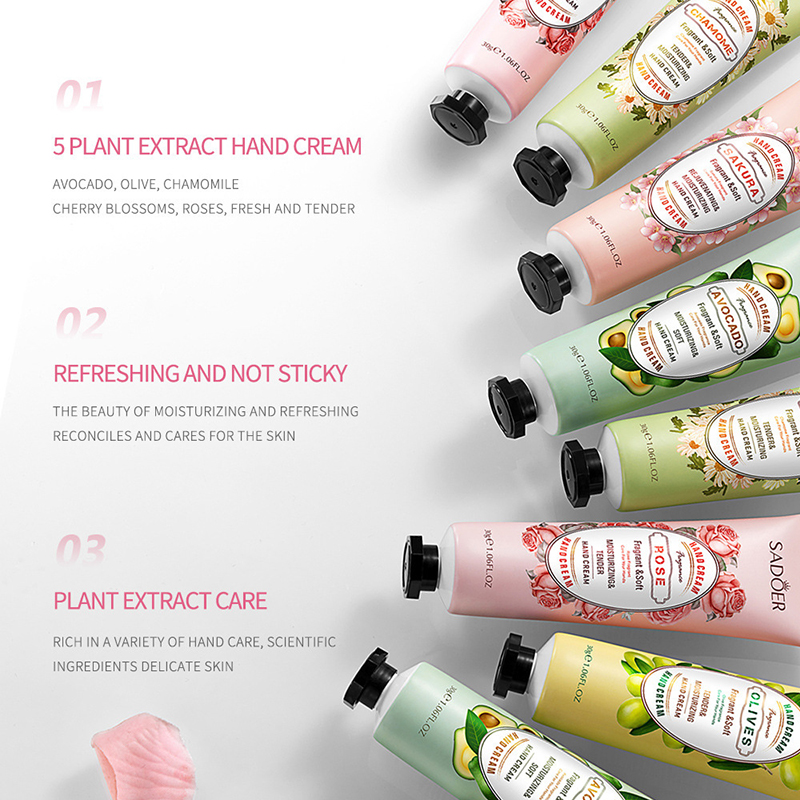 SADOER 5 PCS/Set Fruit Moisturizing Hand Cream Nourish Hand Care Hand Lotion Moisturize Stratum Corneum Hands Hydration Moisturizing Skin Care Creams for Dry Cracked Hands