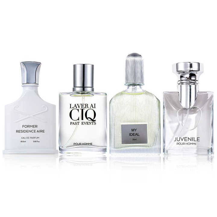 4 PCS Men Perfumes Eau De Parfum Set Long Lasting Perfume Set Silver Charm Mountain Spring Fresh Light Fragrance Perfumes 4 Different Aromas