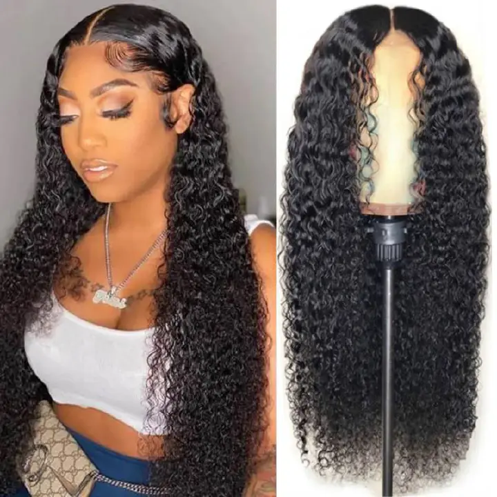 Women Wigs Long Loose Curly Deep Wave Wig Heat Resistant Synthetic Middle Part Ladies Hair Wig Gift