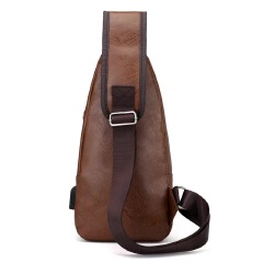 Popular Leisure Fashion One Shoulder Backpack USB Charging Chest Bag PU Men's Chest Bag Business Crossbody Bag