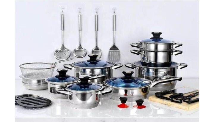 30 pcs original Marwa cookware set Heavy Duty Induction Cookware set of  Pots / sufurias  Set With Glass Lids