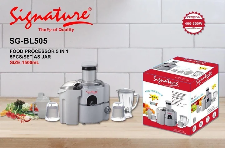 SG-505  5 In 1 Signature Food Processor / Blender / Juicer / Grinder 5 in1 Food Processor (500W)