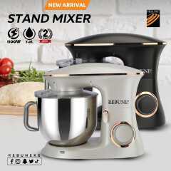 Rebune RE-2-096 heavy duty Electric stand mixer With 7L Stainless steel Bowl with 6 Speed settings for home and commercial use 1100W