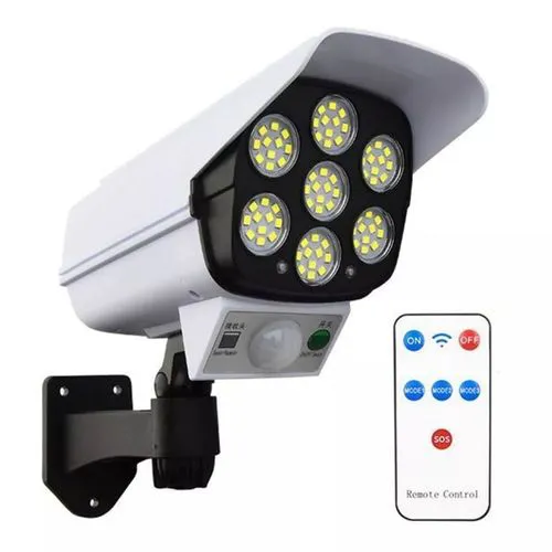 MOTION SENSOR SOLAR POWERED OUTDOOR LED STREET LIGHT WITH MOTION REMOTE CONTROL White 180 W. Solar Light Motion Sensor Dummy Camera CCTV 77 LED SOLAR LIGHT