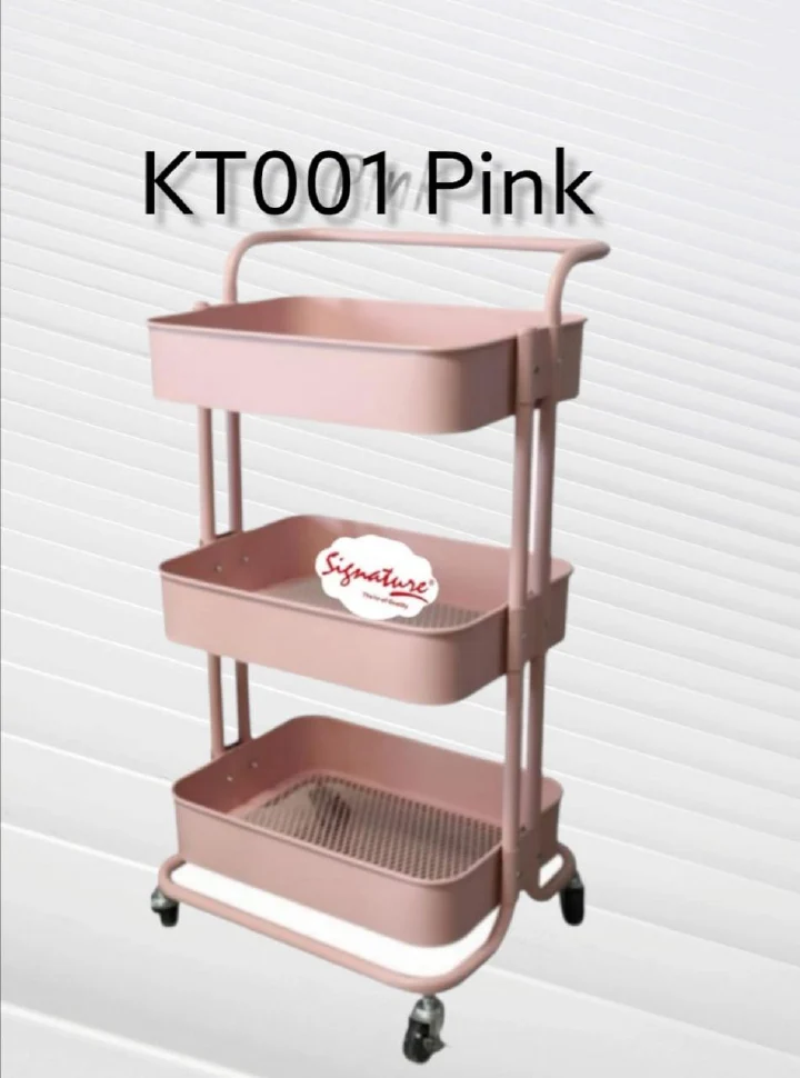 Signature 3 Tier movable Metallic Multi-purpose Utility Rack with with lockable wheels