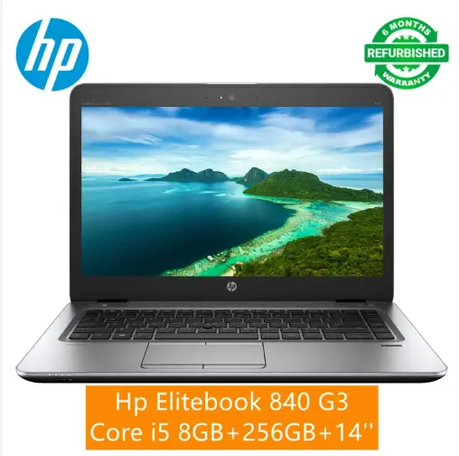HP 840 G3 Laptop Intel Core i5 6th Generation 8GB RAM 256GB SSD Storage 14" HD Display Backlit Keyboard Notebook Laptop Computer Windows 10 MS Office 2019 with Six Months War
