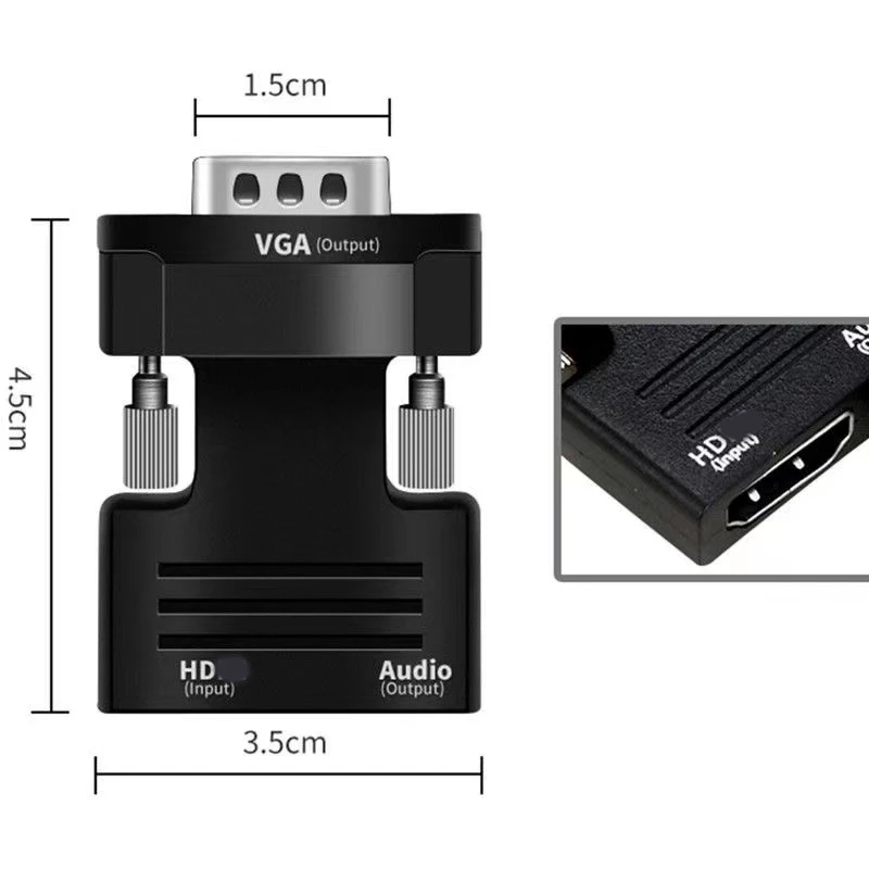 HDMI-compatible To VGA Converter With 3.5mm Audio Cable For PS4 PC Laptop TV Monitor Projector 1080P HD Female To VGA Male Adapt