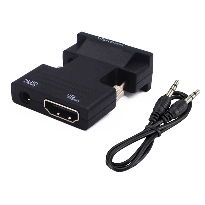 HDMI-compatible To VGA Converter With 3.5mm Audio Cable For PS4 PC Laptop TV Monitor Projector 1080P HD Female To VGA Male Adapt