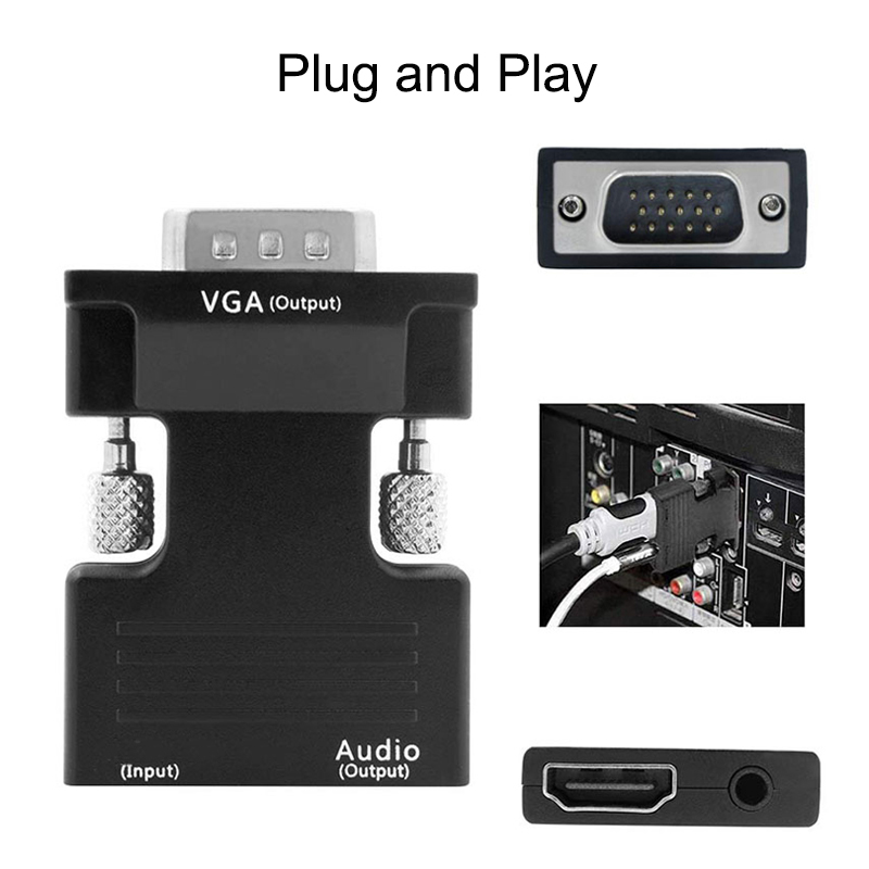 HDMI-compatible To VGA Converter With 3.5mm Audio Cable For PS4 PC Laptop TV Monitor Projector 1080P HD Female To VGA Male Adapt