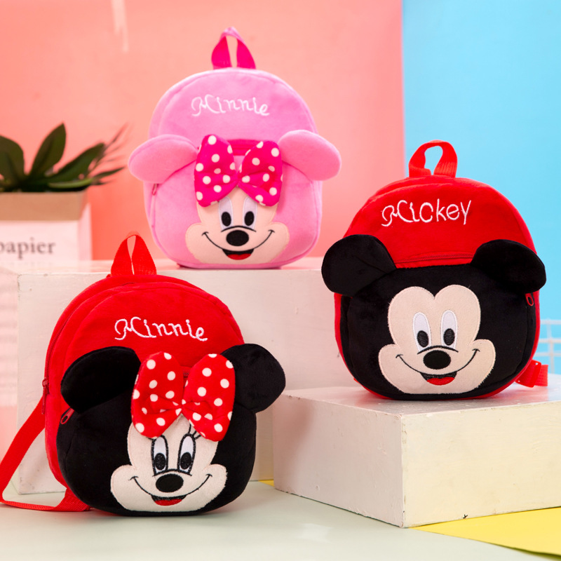 3D Cute Cartoon Animal Design Plush Backpack Kindergarten Children's Bag Disney Minnie Kids Baby School Bag