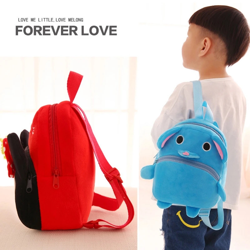 3D Cute Cartoon Animal Design Plush Backpack Kindergarten Children's Bag Disney Minnie Kids Baby School Bag