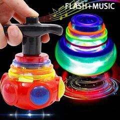 Gyro Toy Colorful Flashing Gyro Music Spinning Toy With Launcher For Children Gifts Kids Toys Random Color