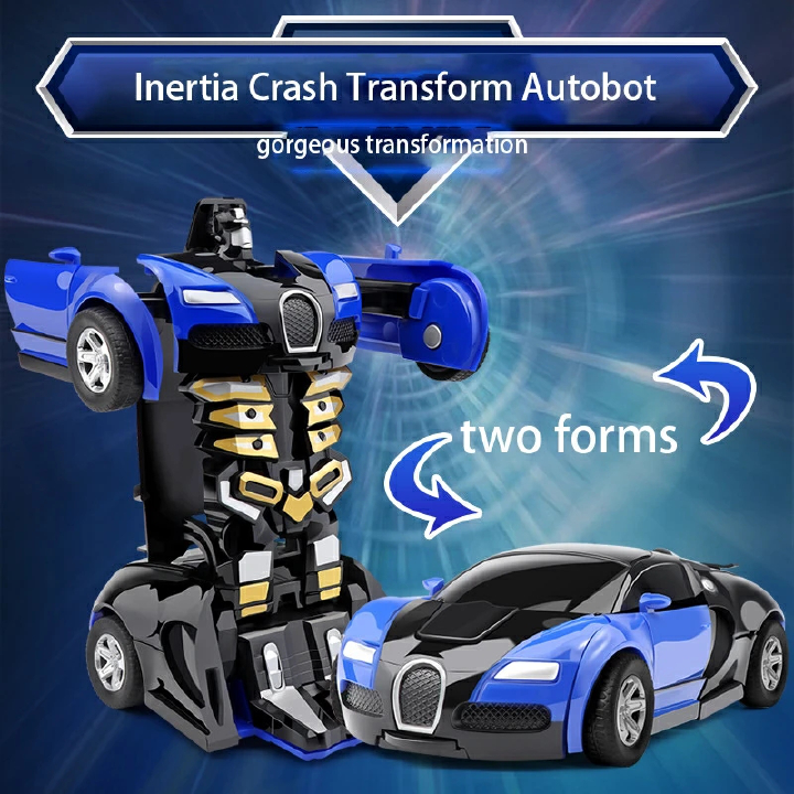 Deformation Vehicle Collision Impact One-Button Inertial Bugatti Veyron Toy Car Robot Kid Child Gift