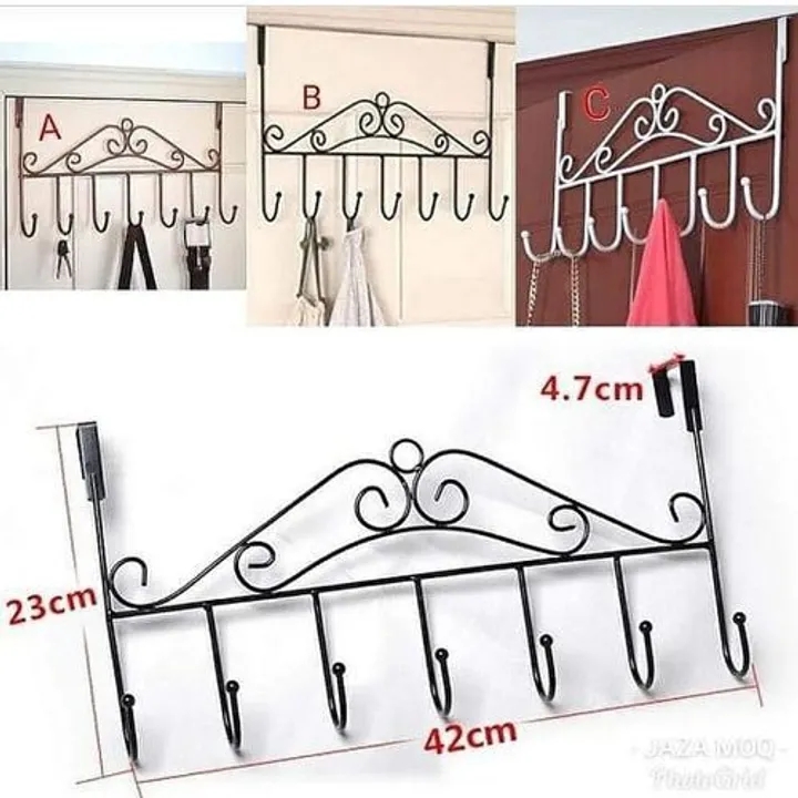 Over the Door Hanger Punch-free Clothes Hat Bag Hook for Kitchen Bathroom Towel Hook Key Holder Metal Hanger Bracket 7 Hooks