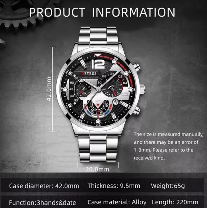 Fashion Men’s Stainless Steel Watches Luxury Quartz Wristwatch Calendar Luminous Clock Men Business Casual Watch