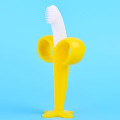 Baby Silicone Training Toothbrush BPA Free Banana Shape Safe Toddle Teether Chew Toys Teething Ring Gift Infant Baby Chewing Yellow